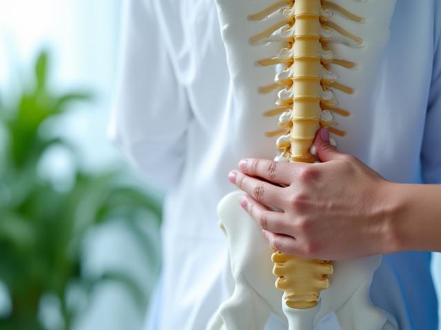 Detalle de fisioterapia en columna lumbar mostrando precisión y cuidado